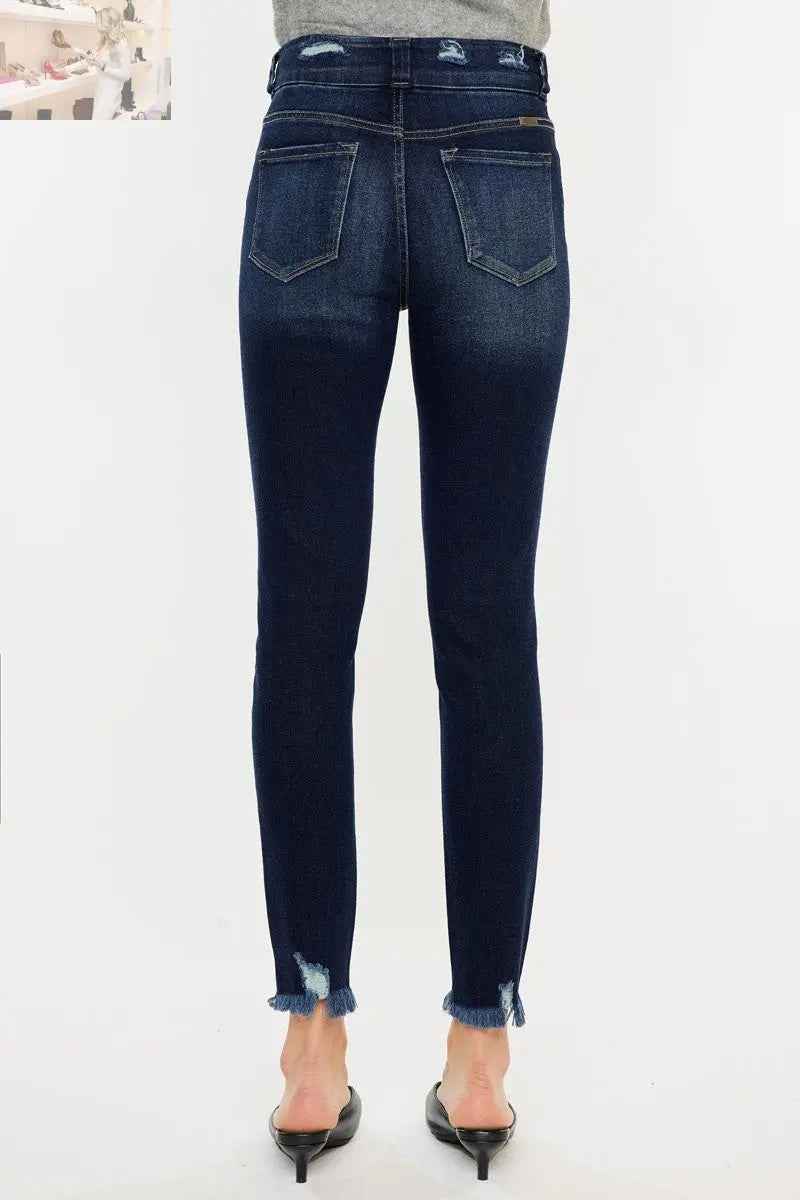 Kancan High Waist Jeans - Full Size Cat's Whiskers Raw Hem Style - MegaSuperStar