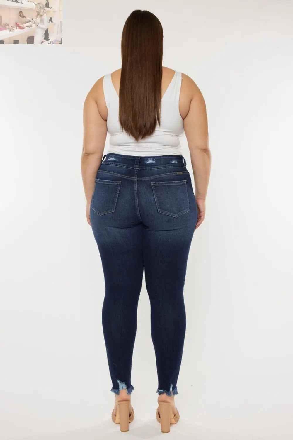 Kancan High Waist Jeans - Full Size Cat's Whiskers Raw Hem Style - MegaSuperStar