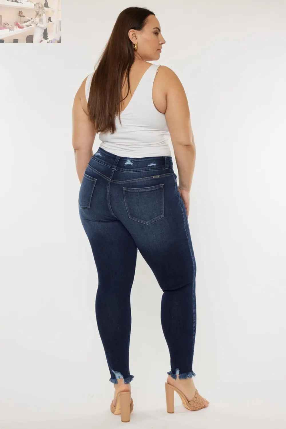 Kancan High Waist Jeans - Full Size Cat's Whiskers Raw Hem Style - MegaSuperStar