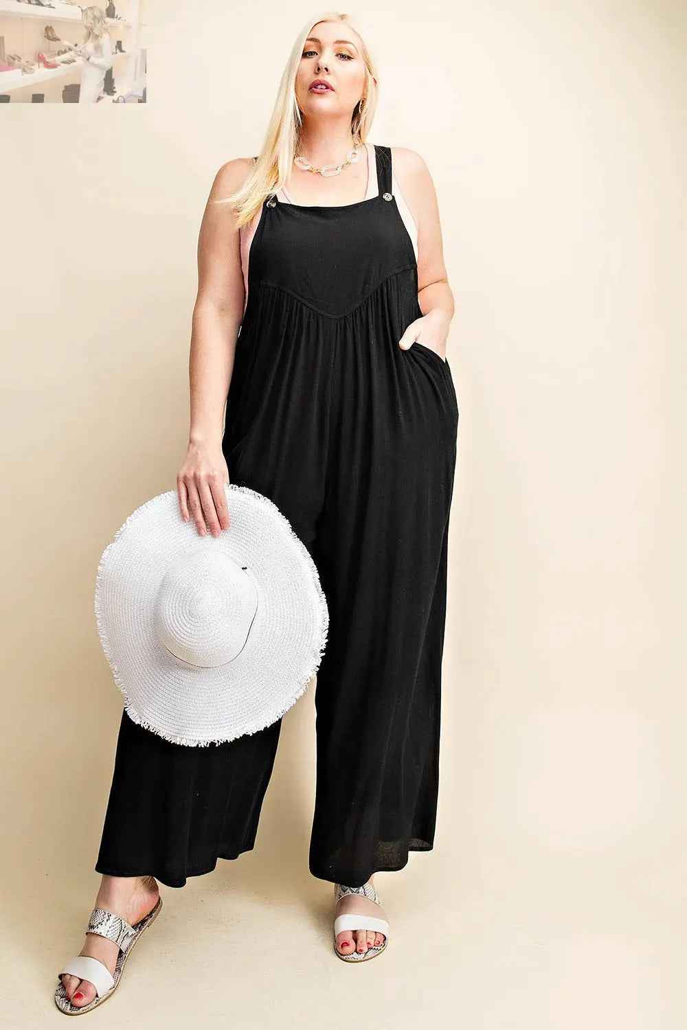 Kori America Overalls – Full Size Sleeveless Ruched Wide Leg for Stylish Comfort - MegaSuperStar