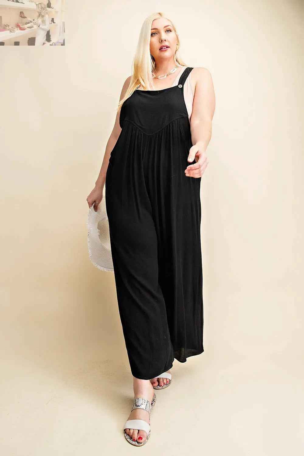 Kori America Overalls – Full Size Sleeveless Ruched Wide Leg for Stylish Comfort - MegaSuperStar