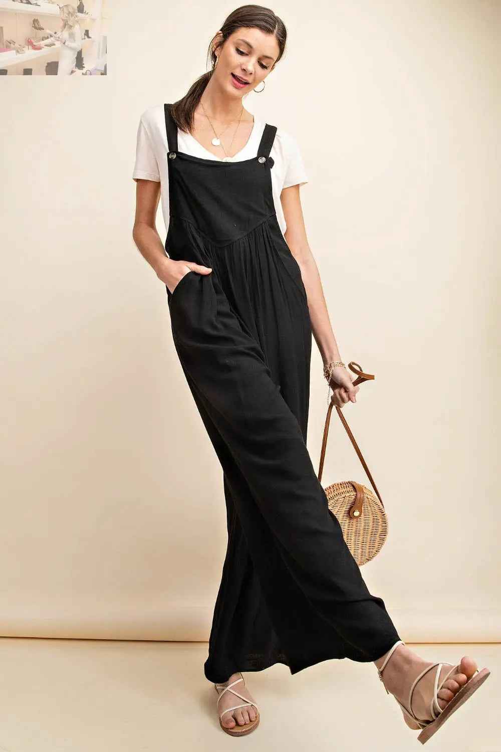 Kori America Overalls – Full Size Sleeveless Ruched Wide Leg for Stylish Comfort - MegaSuperStar