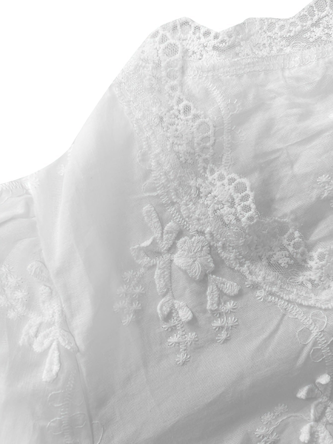 Lace Detail Balloon Sleeve Shirt - MegaSuperStar