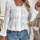 Lace Detail Balloon Sleeve Shirt - MegaSuperStar