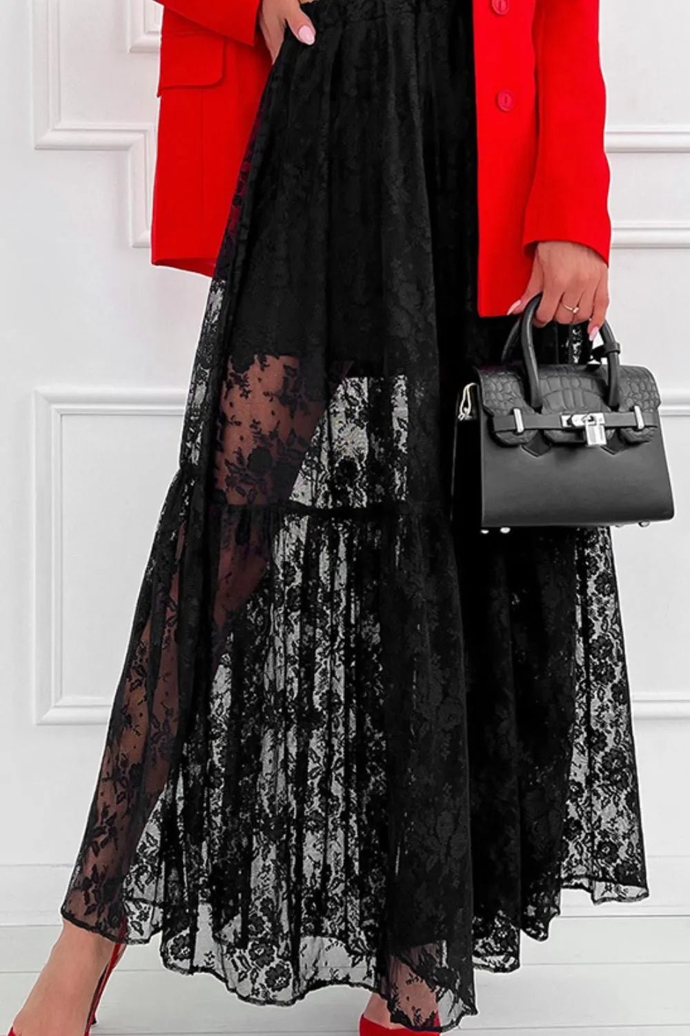 ✨ Lace Elastic Waist Maxi Skirt 💕 - MegaSuperStar