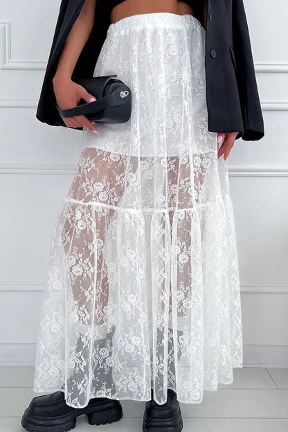 ✨ Lace Elastic Waist Maxi Skirt 💕 - MegaSuperStar