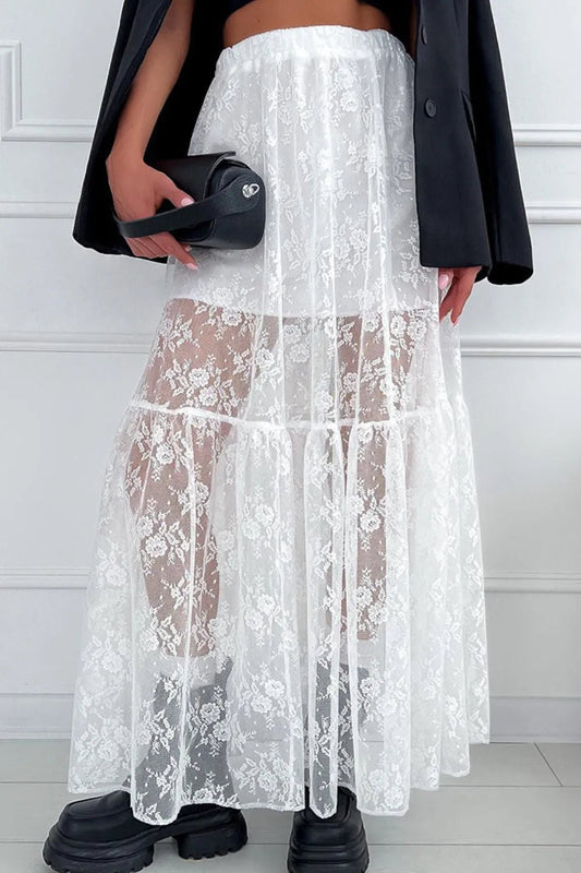 ✨ Lace Elastic Waist Maxi Skirt 💕 - MegaSuperStar