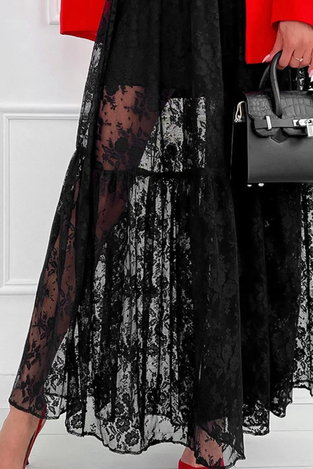 ✨ Lace Elastic Waist Maxi Skirt 💕 - MegaSuperStar