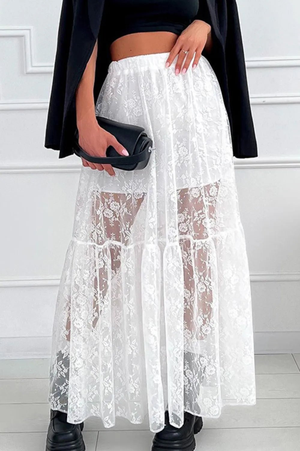 ✨ Lace Elastic Waist Maxi Skirt 💕 - MegaSuperStar