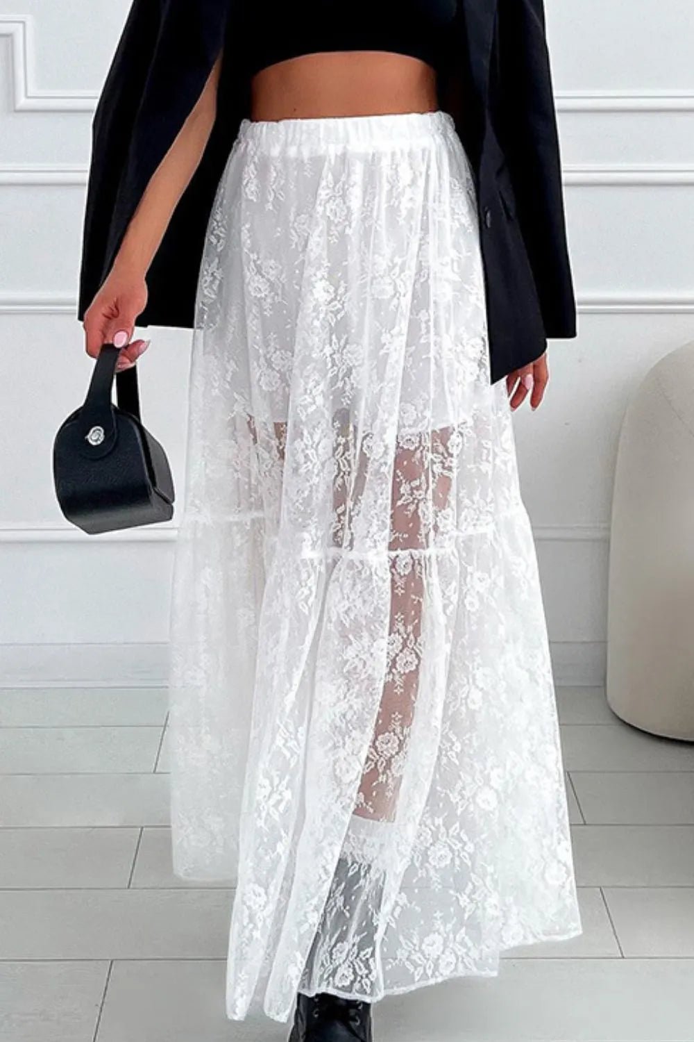 ✨ Lace Elastic Waist Maxi Skirt 💕 - MegaSuperStar