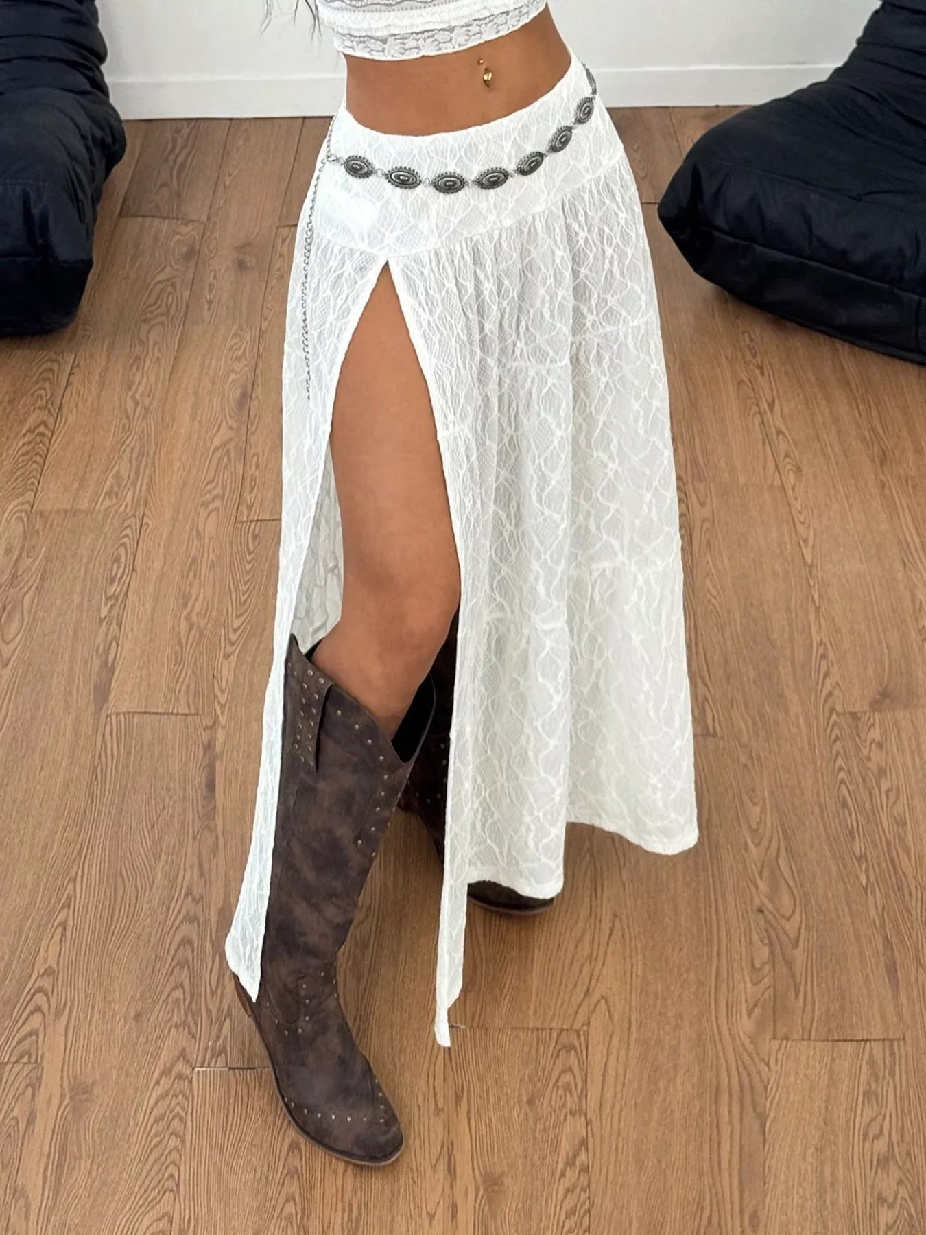 ✨ Lace Slit Maxi Skirt 💃 - MegaSuperStar