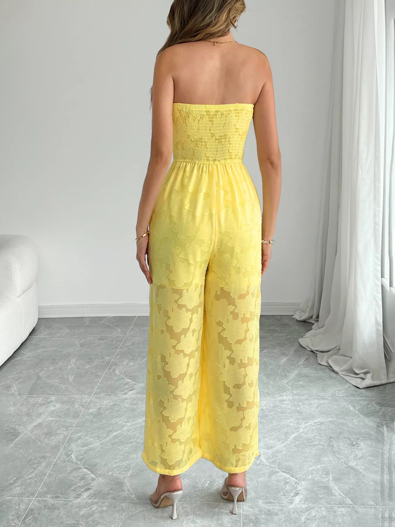 Lace Smocked Tube Jumpsuit - MegaSuperStar