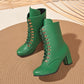 Lace - Up Boots with Block Heel - MegaSuperStar
