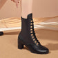 Lace - Up Boots with Block Heel - MegaSuperStar