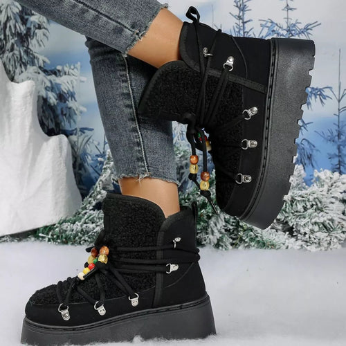 Customer styling ✨ Lace-Up Winter Boots: Stylish Platform Design for Ultimate Comfort ✨