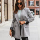 Lapel Collar Long Sleeve Blazer - MegaSuperStar