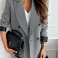 Lapel Collar Long Sleeve Blazer - MegaSuperStar