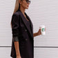 Lapel Collar Long Sleeve Blazer - MegaSuperStar