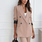 Lapel Collar Long Sleeve Blazer - MegaSuperStar