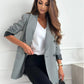 Lapel Collar Long Sleeve Blazer - MegaSuperStar
