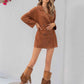 Lapel Collar Long Sleeve Romper - MegaSuperStar