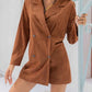 Lapel Collar Long Sleeve Romper - MegaSuperStar