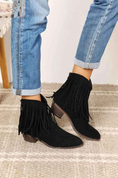 Legend Women's Cowboy Ankle Boots with Fringe - Western Style - MegaSuperStar