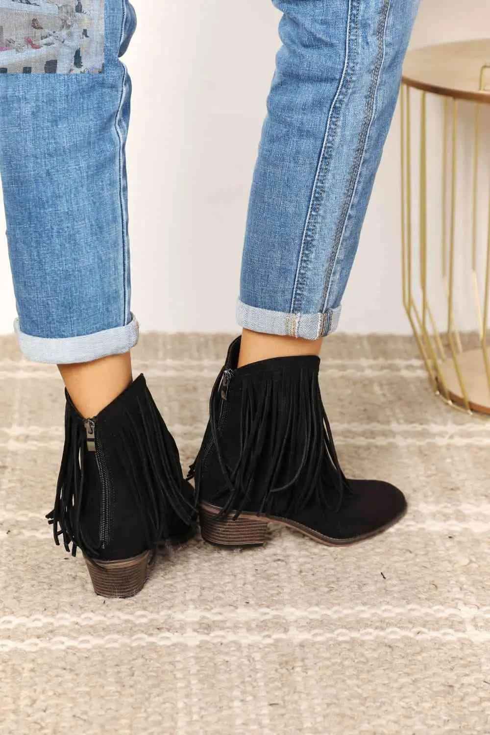 Legend Women's Cowboy Ankle Boots with Fringe - Western Style - MegaSuperStar