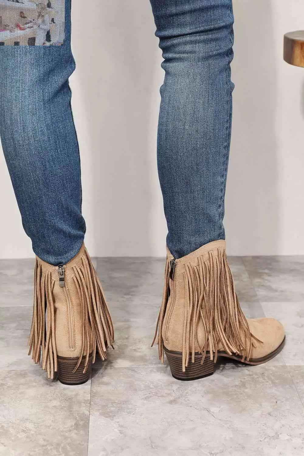 Legend Women's Fringe Cowboy Ankle Boots - Stylish Western Footwear - MegaSuperStar