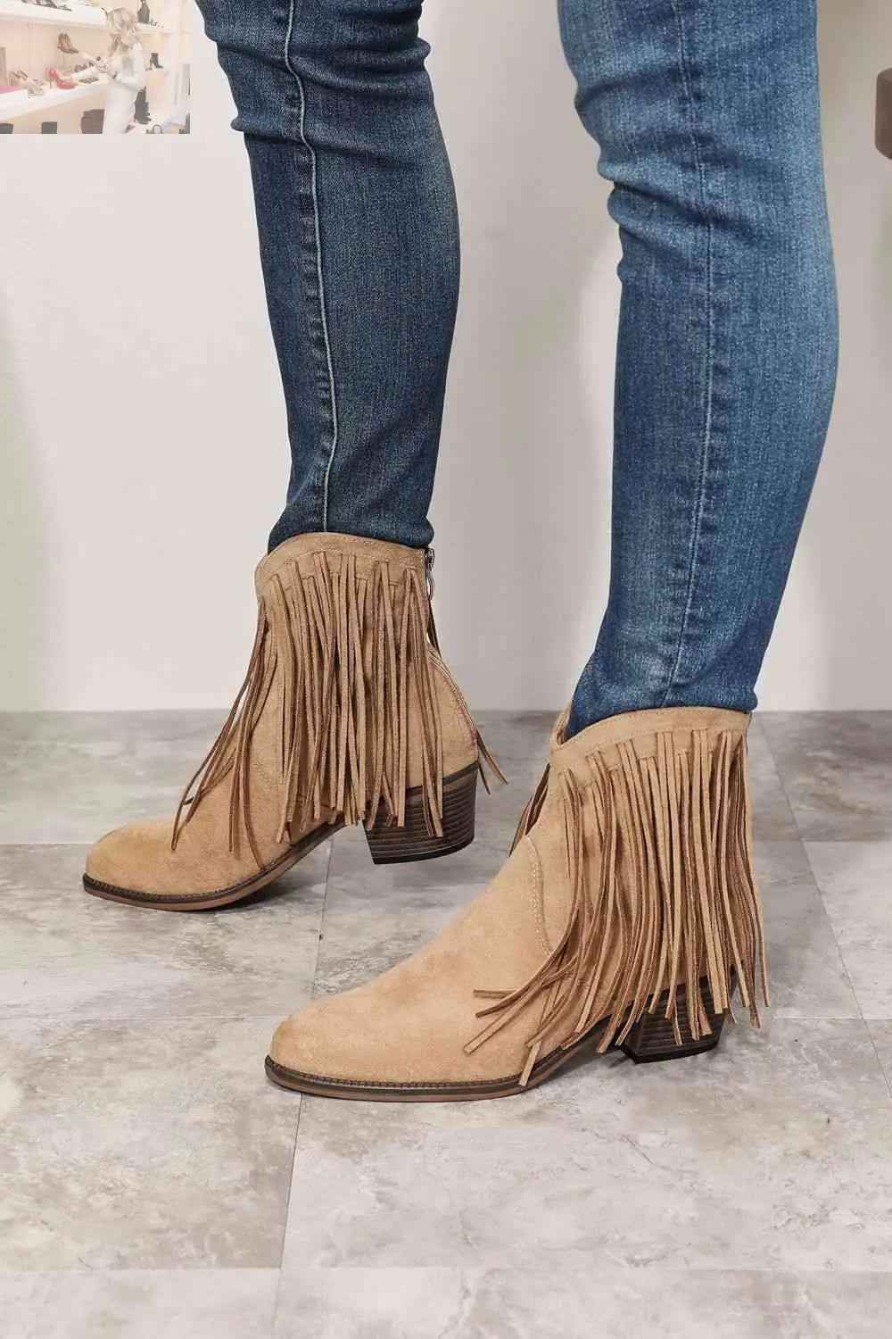 Legend Women's Fringe Cowboy Ankle Boots - Stylish Western Footwear - MegaSuperStar