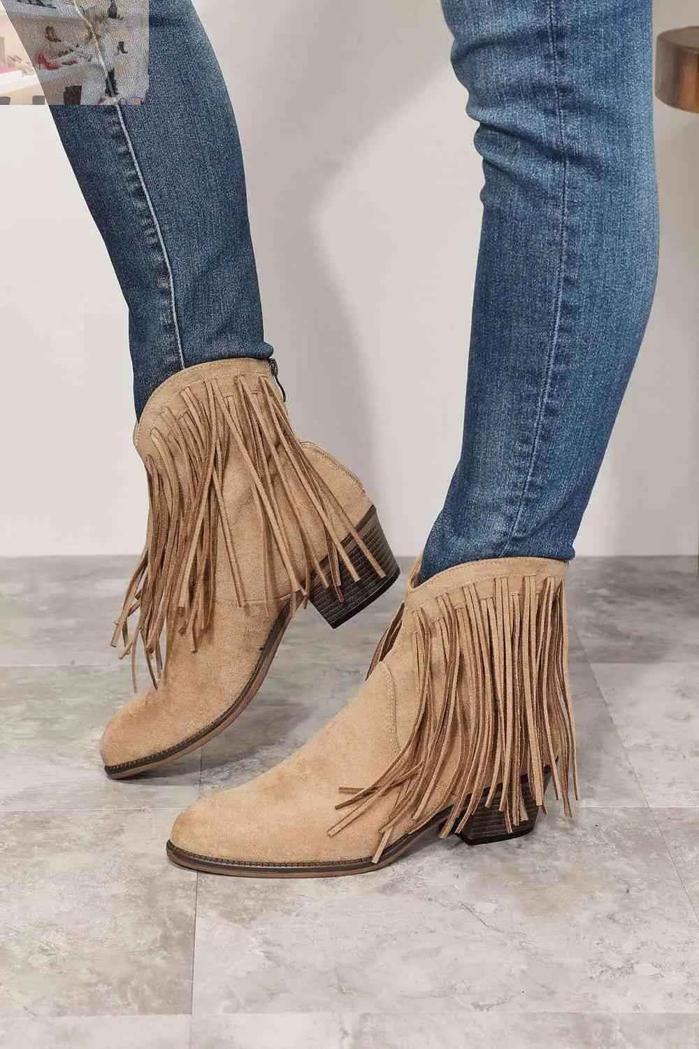 Legend Women's Fringe Cowboy Ankle Boots - Stylish Western Footwear - MegaSuperStar