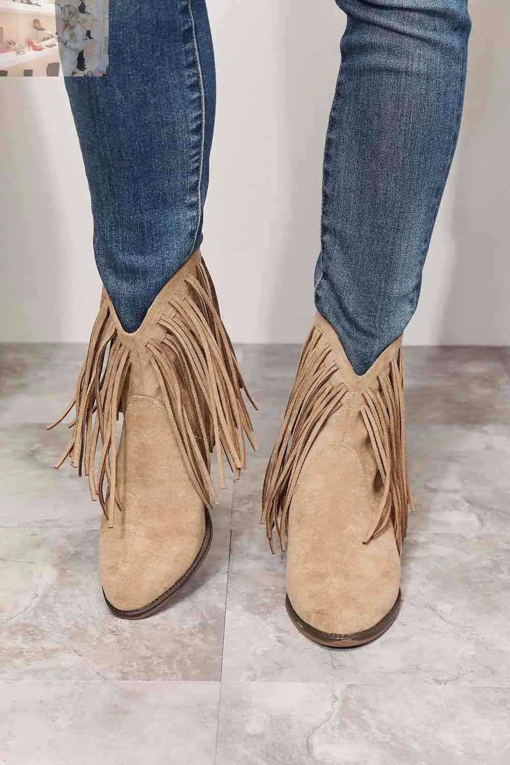 Legend Women's Fringe Cowboy Ankle Boots - Stylish Western Footwear - MegaSuperStar