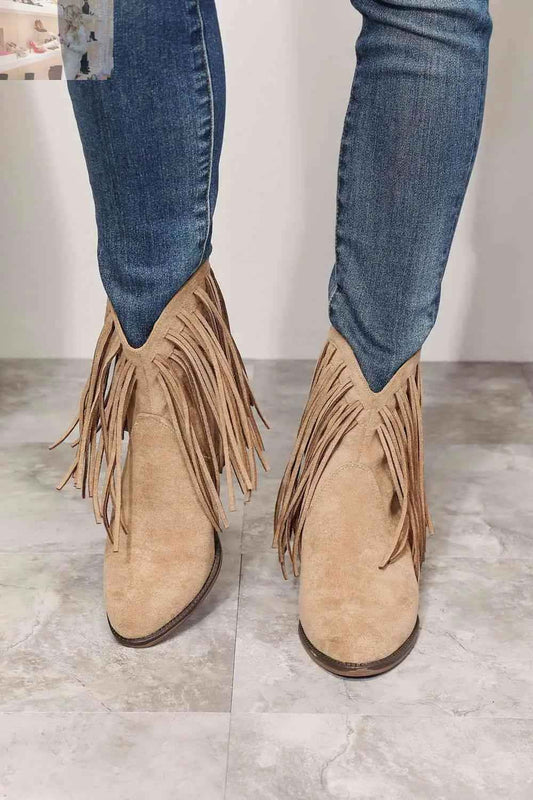 Legend Women's Fringe Cowboy Ankle Boots - Stylish Western Footwear - MegaSuperStar