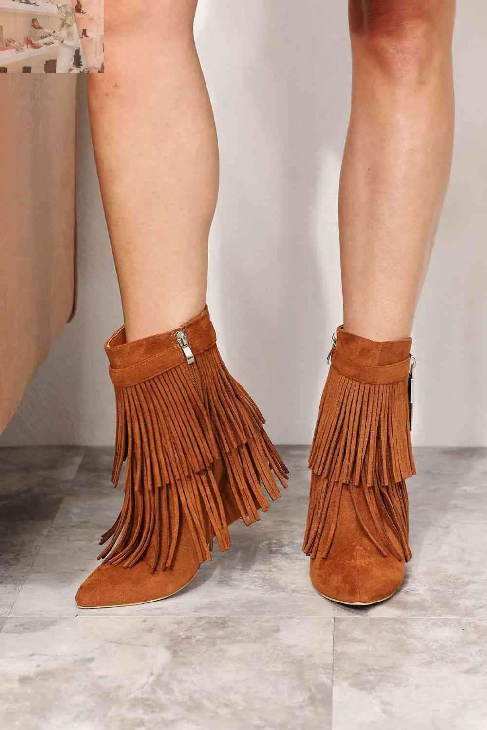 Legend Women's Tassel Wedge Heel Ankle Booties - Stylish and Comfortable Footwear - MegaSuperStar