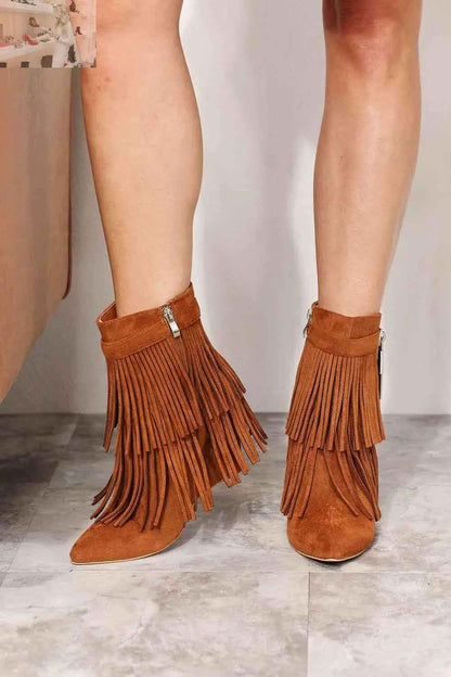 Legend Women's Tassel Wedge Heel Ankle Booties - Stylish and Comfortable Footwear - MegaSuperStar
