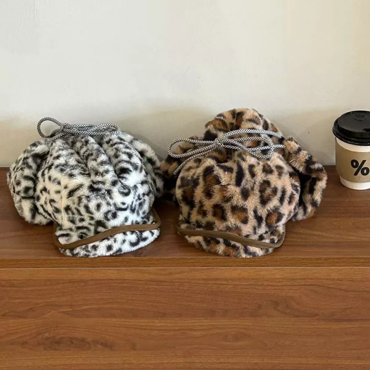 Leopard Print Faux Fur Trapper Hat - MegaSuperStar