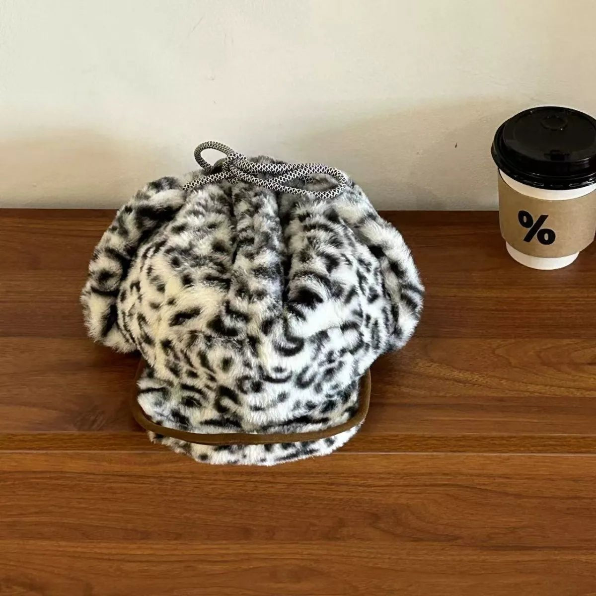 Leopard Print Faux Fur Trapper Hat - MegaSuperStar