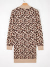 🌸 Leopard Print Sweater Dress - High Neck Shift Mini Style 🌸 thumbnail