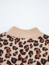 🌸 Leopard Print Sweater Dress - High Neck Shift Mini Style 🌸 thumbnail