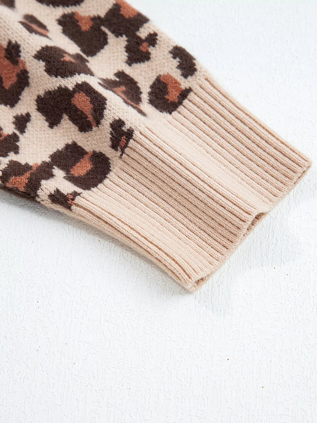 Leopard Print High Neck Shift Mini Sweater Dress - MegaSuperStar