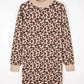 Leopard Print High Neck Shift Mini Sweater Dress - MegaSuperStar