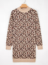 🌸 Leopard Print Sweater Dress - High Neck Shift Mini Style 🌸 thumbnail