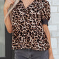 Leopard Print Lace Trim Short Sleeve Shirt - MegaSuperStar
