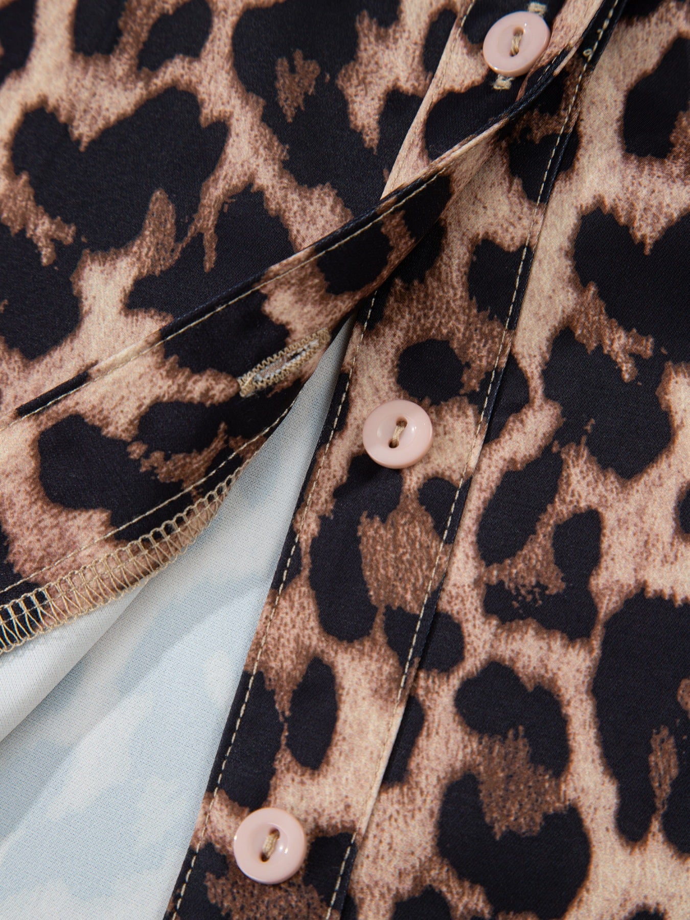 Leopard Print Lace Trim Short Sleeve Shirt - MegaSuperStar