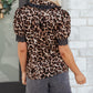 Leopard Print Lace Trim Short Sleeve Shirt - MegaSuperStar