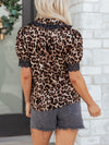 💕 Leopard Print Short Sleeve Shirt with Lace Trim 💕 thumbnail