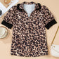 Leopard Print Lace Trim Short Sleeve Shirt - MegaSuperStar