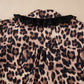 Leopard Print Lace Trim Short Sleeve Shirt - MegaSuperStar