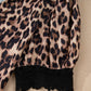 Leopard Print Lace Trim Short Sleeve Shirt - MegaSuperStar