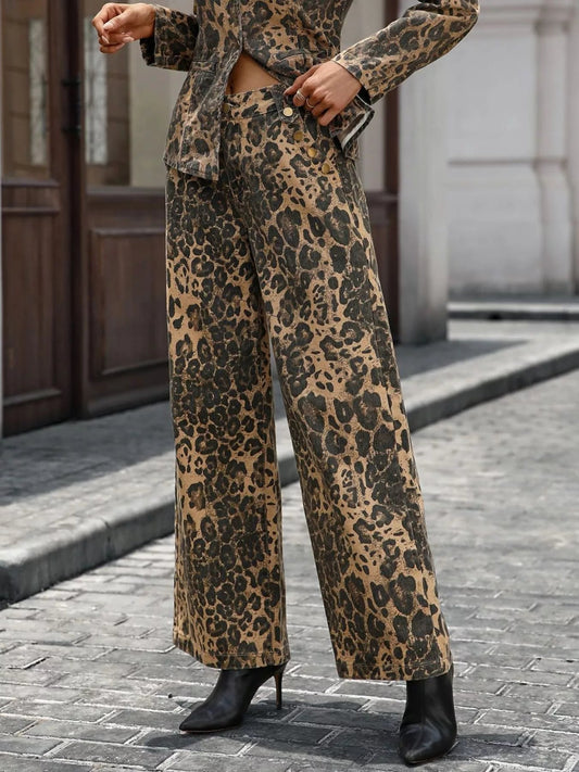 Leopard Wide - Leg Jeans - MegaSuperStar